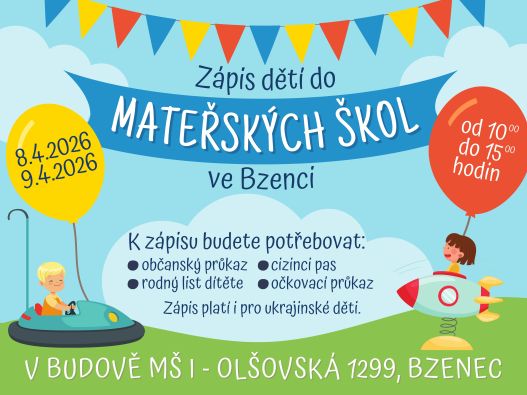 Zápis dětí do mateřských škol 2026